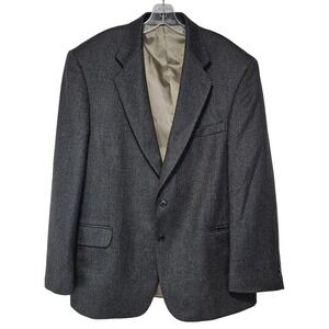 Croft & Barrow Mens Brown Black 100% Lambswool 2-Button Blazer 44R Dark Academia